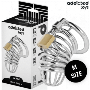 ADDICTED TOYS LOCKED - GABBIA PER PENE IN METALLO CON CELLULE DI FERRO TAGLIA M